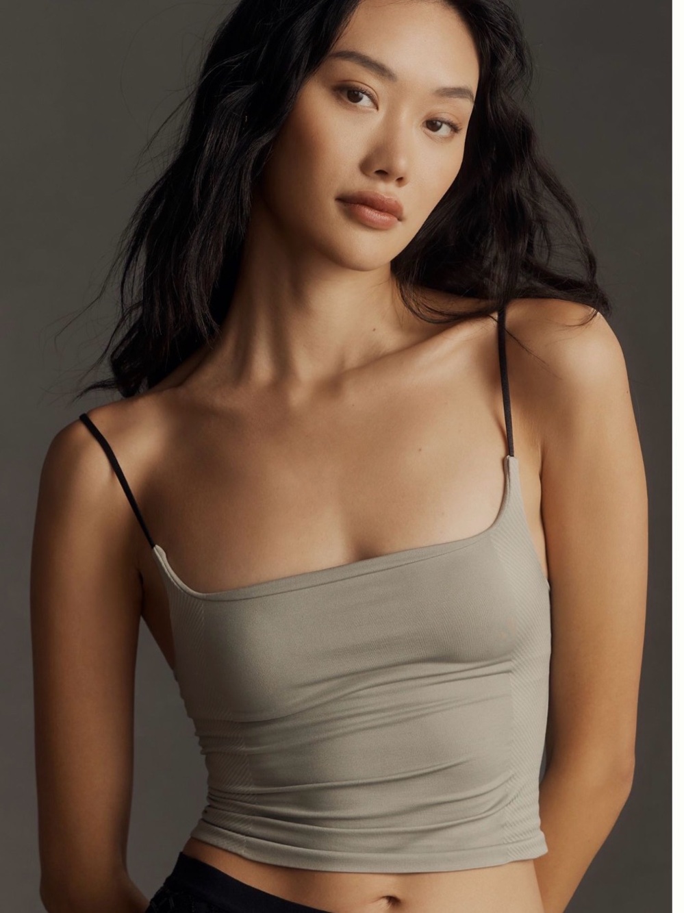 Anthropologie Sage Green Ribbed Tank with Contrast Straps